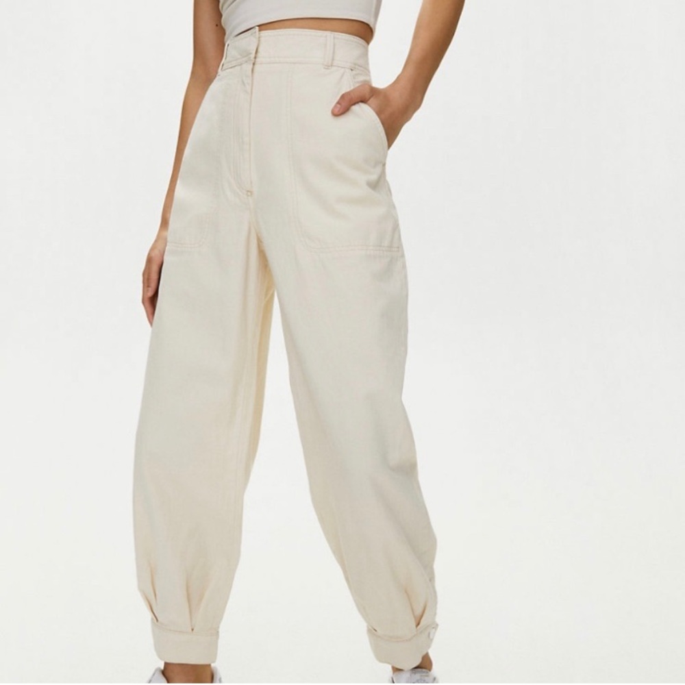 Aritzia Wilfred Free Malina Cargo Pants Cotton Twill Birch size 4 Minimalist